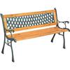 tectake® Panca da Giardino in Legno e Ghisa, Panchina da Esterno 2 Posti, Panca con Schienale Intrecciato, Resistente alle Intemperie, 128 x 51 x 73 cm - Marrone