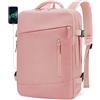 BAGZY Zaino 40x30x15 Air France Iberia British Airways Bagaglio a Mano 30x40x15 cm per Aereo Impermeabile Zaini Porta PC 15.6 Pollici Cabin Bag 20L USB Connessione Zainetto da Viaggio Uomo Donna Rosa