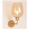 Illuminando PAGODA APPLIQUE CON SFERA IN VETRO AMBRA E MONTATURA IN METALLO 4 COLORI LAMPADINA ATTACCO E27 MODERNA
