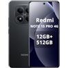 XIAOMI REDMI Note 15 Pro 4G Smartphone da 12+512GB, Batteria da 6500 mAh, Fotocamera da 200 MP, Display AMOLED FHD+ da 6,77 pollici, Nero, Included 67 W Charger