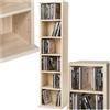 tectake® Scaffale Porta CD DVD Archiviazione 102 CD, Supporto di Archiviazione, 6 Piani, Facile da Montare, Materiale MDF con Rivestimento Plastico, Dimensioni 90 x 21 x 20 cm, Peso 5,5 kg - Faggio