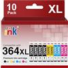 st@r ink Starink 364XL 10 Pack Cartucce d'inchiostro Compatibili con HP 364 XL Deskjet 3070A 3520 3524 3522 Officejet 4620 4622 4610 Photosmart 5510 6510 5515 5520 5524 7510 Mag520,Nero Ciano Magenta Giallo
