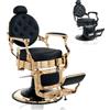 Poltrona Barbiere Gold King Oro e Dark Devil Nera XaniPro - Reclinabile Professionale NERO