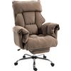 HOMCOM Sedia da Ufficio Ergonomica in Tessuto, con Schienale inclinabile e Poggiapiedi, Marrone chiaro | Aosom Italy
