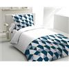 Home Linge Passion Parure copripiumino 140 x 200 cm - 2 pezzi - morbido percalle di cotone - federa - blu petrolio - modello La zingara
