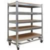 Relaxdays Carrello Officina 5 Ripiani, rotelle con Freno, Fino a 750 kg, HxLxP 110x90x45 cm, Acciaio Argento