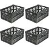 keeeper ida 4x: contenitore pieghevole resistente, 32 l, ripiegabile per risparmiare spazio, versatile per la casa e l'auto, 48 x 35 x 23 cm, Nero (Black).