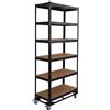 Relaxdays scaffale portacarichi su rotelle, HxLxP 209 x 90 x 40 cm, 900 kg, 6 Ripiani, Acciaio, Sistema a Incastro, Nero