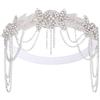 KABAKE - Fascia per capelli anni '20 con strass e fiocchetto, stile flapper, catena frontale retrò, accessorio per capelli da donna (Argento, Taglia unica)