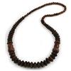Avalaya Collana con perline di legno marrone, lunghezza 70 cm