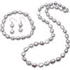 Treasure Bay TreasureBay Set di collana da donna con perle e perle d'acqua dolce, 8-9 mm, set di collana e orecchini di perle naturali barocche per donne e ragazze, Perla, Perla