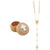 Wasise Regalo per cresima per ragazze, rosario in lega d'oro con scatola di legno, rosario cattolico, regalo per la prima comunione per ragazze, collana con ciondolo a croce, croce di Madonna, regalo