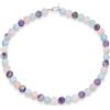 Bling Jewelry Collana Semplice Occidentale con Gioielli Misti di Ametista, Acquamarina e Quarzo Rosa Opaco con Perle Rotonde da 10MM per Donne con Chiusura Placcata in Argento da 19 Pollici.