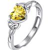 Suplight Anello Celtico 925 Donna con Pietra Cuore Anelli con Quarzo Citrino Anello Ragazza Regolabile Novembre con Confezione Regalo
