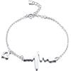 ELBLUVF Braccialetto cardiogramma in argento Sterling 925 con cardiogramma, per donna, Acciaio inossidabile