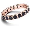 PANDORA Timeless Anello placcato in oro rosa 14k con cristallo nero, 54
