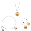 Gioielli Botanici® Parure Donna | Collana Maglie Elegance + Bracciale + Orecchini con Fiori Veri Essiccati in Ampolla di Vetro | Acciaio Inox AISI 316 | Made Italy