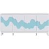 UEV Credenza a 4 Ante con Motivo Ondulato, Mobile Portaoggetti, Armadio per Soggiorno, Camera da Letto, Corridoio,160 x 40 x 73 cm, Bianco