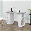 [en.casa] Scrivania con 3 Ripiani e 3 Cassetti 120 x 49 x 72 cm Tavolo da Computer PC Postazione di Lavoro Tavolo da Studio - Bianco/Grigio Chiaro