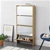 [en.casa] Scarpiera Stretta con 4 Contenitori Ribaltabili 134 x 63 x 17 cm Mobile Portascarpe Salvaspazio con Ante a Specchio - Effetto Faggio