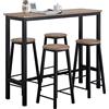 SoBuy Set Tavolo da Bar Alto con 4 Sgabelli - Tavolo Salvaspazio per Cucina Piccola e Balcone, Stile Industriale Moderno - Tavolino Alto da Esterno per Giardino o Terrazzo Nero OGT22-SCH