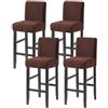 WWQQKJ Coprisedie per Bar, Jacquard Fodere Sedie con Schienale Elasticizzato Coprisedie con Schienale Basso con Lavabile in Lavatrice per Soggiorno(Dark coffee,4ps)