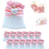 Doni Bomboniere Set Battesimo Bimba 12 Sacchetti Portaconfetti in Cotone Bianco con Fiocco Rosa Bustine Confetti Bigliettini Personalizzabili Kit Fai da Te Primo Compleanno Battesimo Gadget
