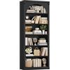 FirFurd Libreria Verticale, Libreria da Arco a 6 Ripiani, Scaffale Portaoggetti con Scomparti e Ripiani Aperti, per Soggiorno, Ufficio, Studio, Camera da letto, 75x27.7x186cm (Nero)
