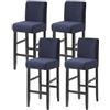 WWQQKJ Coprisedie per Bar, Jacquard Fodere Sedie con Schienale Elasticizzato Coprisedie con Schienale Basso con Lavabile in Lavatrice per Soggiorno(Navy,4ps)