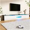 BTM Mobile TV 180 cm Finitura Lucida con Illuminazione LED, Supporto TV da Pavimento Parete Attrezzata Soggiorno Moderna, Bianco