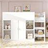 Azkoeesy Letto Soppalco Singolo 90x200 cm con Armadio, Ripiani e Vano Contenitore, Bianco per Ragazzi e Adulti