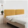 DHOME Testiera Imbottita Liscia Arrotondata in Velluto Premium per Parete Acustica Testate Letto Fonoassorbenti Camera da Letto (Senape, 180cm Dual)