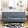 WWQQKJ Copridivano Futon senza braccioli, elasticizzato, pieghevole, per divano letto pieghevole da 2-3 posti, senza braccioli(Blu Lino)