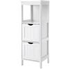 Brigros WeHome- Mobiletto Salvaspazio Ella, Armadietto da Terra in Legno, Colonna ad Angolo con 2 Cassetti, Cassettiera Multiuso, Bianco - Bagno