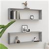 Genérico Mensole Cubo Muro 2pz Grigio Sonoma 100x15x30 Legno Multistrato,Grigio,9.66kg,815909