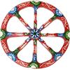 SICILIA BEDDA CAPACI Ruota di Carretto Siciliano in Ceramica di Caltagirone, Ø 23 cm ca. Fondo Rosso e Blu