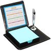 PATIKIL 1 Pezzo Porta Nota Adesiva In Pelle Con Portapenne Porta Note 100 Pezzi 3x3 Nota Adesiva Mini Scrivania Portabiglietti Organizzatore Per Blocco Note Blu