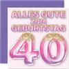Stuff4 40° biglietto di compleanno donne, palloncini rosa viola glitter | Buon compleanno 40 anni donna mamma cugina fidanzata sorella zia 145 mm quarantesimo compleanno biglietti di auguri