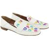 Emporio Armani Donna Bianco Pelle Loafer EU37 Quadrato Pizzo Farb-Akzent