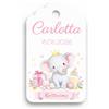 Generico Set di 30 Tag Bomboniere Artigianali con Nome e Data - Etichette Personalizzate Battesimo Tema Animali in Cartoncino Premium da 250gr (ELEFANTE 2)