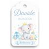 Generico Set di 30 Tag Bomboniere Artigianali con Nome e Data - Etichette Personalizzate Battesimo Tema Animali in Cartoncino Premium da 250gr (ELEFANTE)
