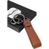 Munkiy Italy Portachiavi in Vera Pelle - Artigianale Made in Italy - Idea Regalo Uomo Donna - Chiavi Auto Casa Moto (Marrone Legno, Gift Box)
