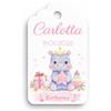 Generico Set di 30 Tag Bomboniere Artigianali con Nome e Data - Etichette Personalizzate Battesimo Tema Animali in Cartoncino Premium da 250gr (IPPOPOTAMO)