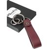 Munkiy Italy Portachiavi in Vera Pelle - Artigianale Made in Italy - Idea Regalo Uomo Donna - Chiavi Auto Casa Moto (Borgogna, Gift Box)