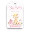 Generico Set di 30 Tag Bomboniere Artigianali con Nome e Data - Etichette Personalizzate Battesimo Tema Animali in Cartoncino Premium da 250gr (GIRAFFA)
