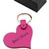 Munkiy Italy Portachiavi a Forma di Cuore in Vera Pelle - Artigianale Made in Italy - Idea Regalo Donna - San Valentino Compleanno Anniversario (Magenta - Best Mum, Gift Box)