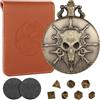 LKKCHER DESIGN Set di dadi mini DND con custodia in bronzo Steampunk Warlock con conchiglia, regali di D&D con borsa per dadi, set di 7 dadi in metallo poliedrico, set di principianti, accessori per giochi da tavolo