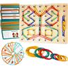 Miyobing Geoboard in Legno, Montessori Giochi 2 3 4 Anni, Puzzle di Forma Geometrici con 30 Carte e 50 Elastici, Giochi Educativi Montessori Giocattoli Bambini Regalo per Bambino Bambina