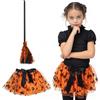 PARTY GO Costumi Halloween Bambina Abito con Gonna Tulle a Tema Zucca Nera e Gialla, Comprensivo di Scopa Come Accessorio