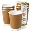 BIOZOYG 25x bicchierini caffè isotermici 300 ml / 12 oz, Ø 90 mm bianco/marrone - bicchieri carta a doppio strato e senza plastica - bicchierini caffe carta
